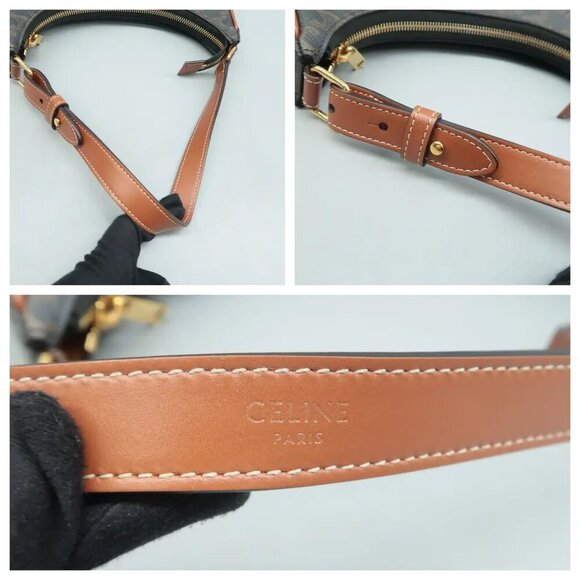 100% Authentic CELINE Triomphe Grey Canvas Shoulder Bag 2033-082524 - Picture 8 of 12